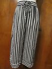 Collection Women Black/White Viscos lightweight Summer Capris Pants S/M Italy