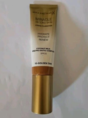 MAX FACTOR MIRACLE Second Skin Feuchtigkeitsspendende Foundation 10 Golden Tan - Bild 1 von 2
