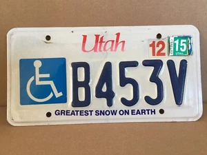 Utah License Plate Handicap Wheelchair Greatest Snow On Earth B453V - - Picture 1 of 9