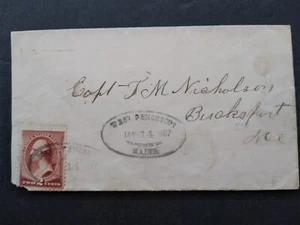 Maine: West Penobscot 1887 #210 Cubierta, Negro Ovalado Condado de Hancock Cancelar DPO - Imagen 1 de 2