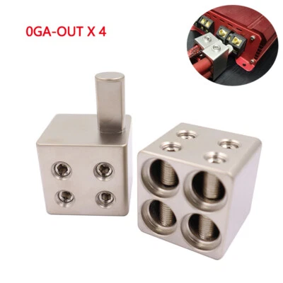 0GA Out x4 Car Audio Gauge Ground Wire Pin Input Wire Reducer Connector Terminal - Image 1 of 4