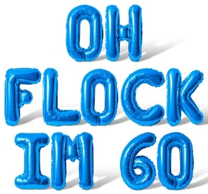 OH FLOCK IM 60 Letras Globos Banner - 60 Cumpleaños Fiesta Decoraciones - Sesenta - Imagen 1 de 55