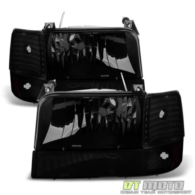 Faros Bronco Black Smoked 1992-1996 F150 F250 + parachoques + lámparas de esquina 92-96 Foto 1 de 4