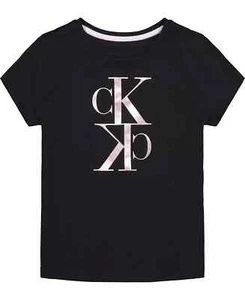 NWT CALVIN KLEIN Big Girls Mirror Monogram T-shirt, Color: Black, Size: S (7) - Picture 1 of 2