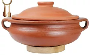 Terracotta Handmade Clay Handi Earthen Pot for Cooking & Serving with Lid 3 Ltr - Picture 1 of 4