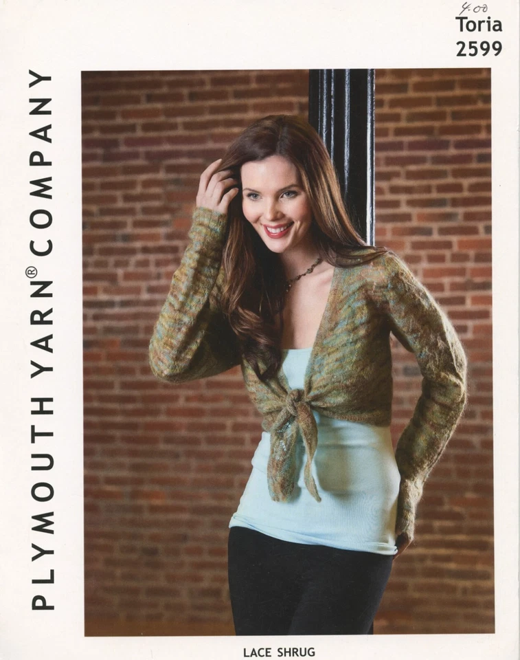 Plymouth Yarn Knitting Pattern 2599 Toria Lace Shrug Women 35"-46" - Image 1 of 3