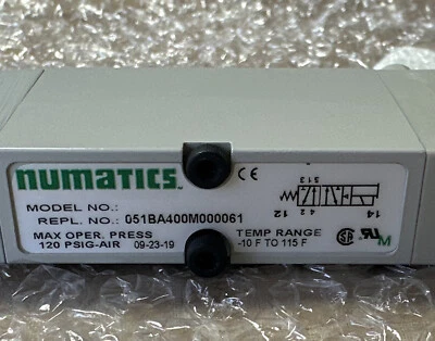 PREOWNED- Numatics Valve Single PLGN 1/4” 051BA400M000061 Valve Body 120PSIG - Image 1 of 4