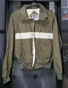 Vintage Trader Bay Olive Green & White  Zip Button Up Jacket / Vest Large L - Picture 1 of 3