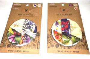 Bee's Wrap Beeswax Organic Reusable Food Storage (5 Wraps) 4x Med plus 1x Small - Picture 1 of 2
