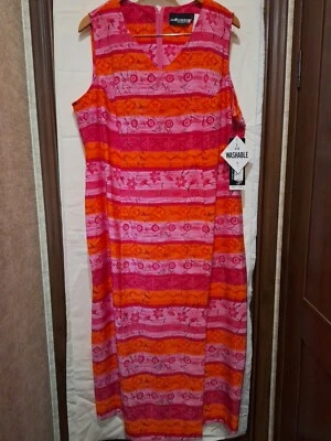 2- Sag Harbor Sleeveless Dress Woman's 20WP Long Pinks & Orange Floral V Neck - Image 1 of 4