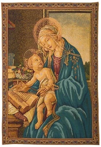 MADONNA DEL LIBRO 68CM X 50CM LINED BELGIAN TAPESTRY WALL HANGING, FULLY LINED - Picture 1 of 6
