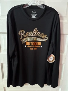 Realtree Herren Hemd XL Schwarz Langarm Outdoor Polyester 46-48 Base Layer Neu - Bild 1 von 12