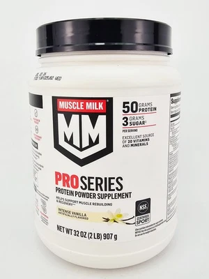Suplemento de proteína em pó Muscle Milk Pro Series baunilha intensa 32 oz 6/26 - Imagem 1 de 4
