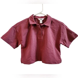 Athleta Girl Mauve Pink Drop-Shoulder Cropped Short Sleeve School Shirt / S/7 - Picture 1 of 9