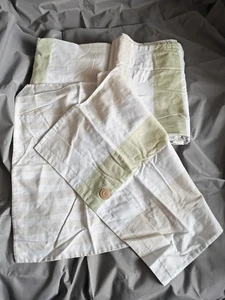 Single Bedding Set Cream And Green Stripe With Button Detail. 2 Sets Used - Picture 1 of 2