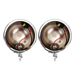 Pair Motorcycle 4.5" Passing Fog Lights Housing Bucket For Harley Touring Chrome - Picture 1 of 12