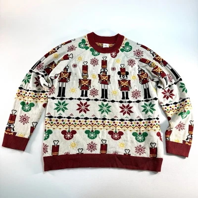 Mickey Disney Toy Soldier Nutcracker Christmas LED Light Up Ugly Sweater Large - Image 1 of 4