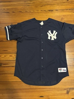Camiseta de béisbol de colección Majestic New York Yankees malla MLB hecha en EE. UU. azul marino Foto 1 de 4