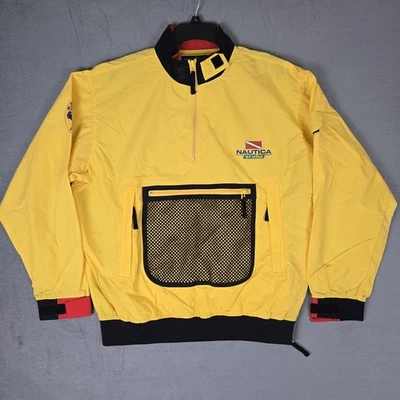 Vintage Nautica Jacket Mens Large Yellow Scuba Mesh Pocket Windbreaker Anorak - Image 1 of 4