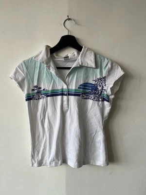 Vintage Tilt Shirt Womens Small Palm Tree Collared Stretch Y2k Polo Tee Beach - Image 1 of 4