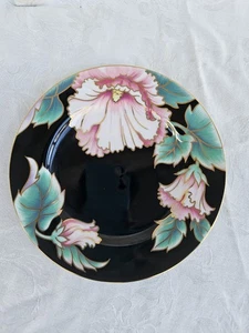 Fitz Floyd Kolibri schwarzer Salat KOSTENLOSER US-VERSAND schwarz mit rosa Blumen - Bild 1 von 7