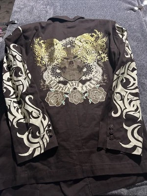 Blazer Brooklyn Express Punk Gótico Marrón Calavera Rosas XL Foto 1 de 4