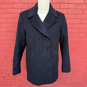 Vtg Abercrombie & Fitch Pea Coat Jacket Mens Size Medium Navy Blue Wool Blend - Picture 1 of 8