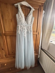Light Blue Lace Prom Dress Size 10 - Picture 1 of 8