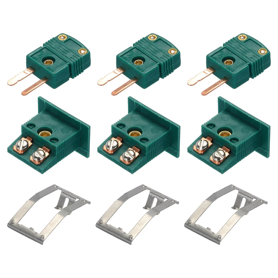 R/S Type Thermocouple Connectors Male Plug with Panel Socket Dark Green 2 Set - image 1 of 4