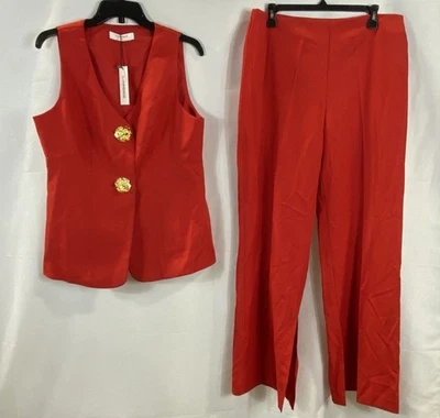 Commense Women Red Button Front Pant Suit XL NWT - Image 1 of 4