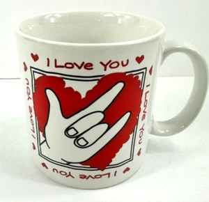 Vintage I Love You Sign Language Valentines' Day Any Occasion Coffee Mug - Picture 1 of 12