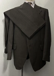 Men’s 1960s Brown Glen Check Suit European Mod Style Wool 42 Large - Picture 1 of 12