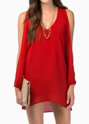 Women's Red Flowing Couture Off Shoulder Shift Dress New 3X - Photo 1/3
