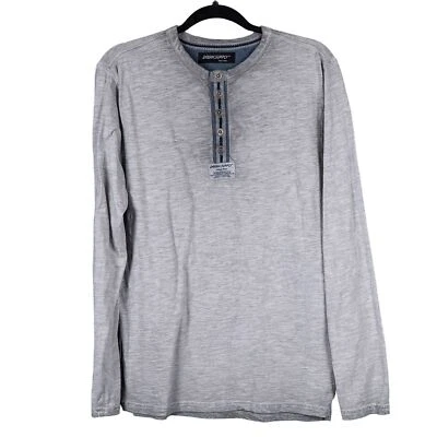 Camisa Dream Supply Henley M Para Hombres Zimego Gris Botones Manga Larga Envejecida Foto 1 de 4