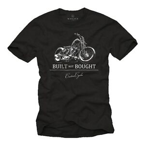 Biker Herren T-Shirt mit Custom Chopper - Männer Rockabilly Motorrad Shirt