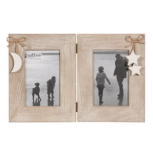 Cornice portafoto Sass & Belle Moon & Stars doppia 2 pieghevole 6x4 pollici 15x10 cm regalo - Foto 1 di 3