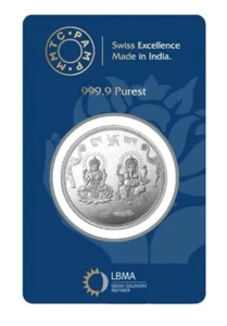 Pamp Mmtc Diwali Festival Ganesh Lakshmi Ji 10 Gram Silver Round - In Assay - Picture 1 of 2