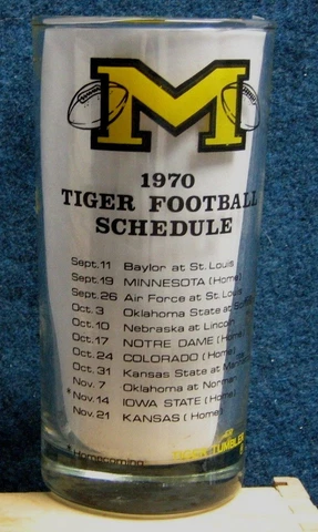 1970 Mizzou Tigers Football Schedule On Glass Tumbler MFA Oil   Missouri Tigers Cover
