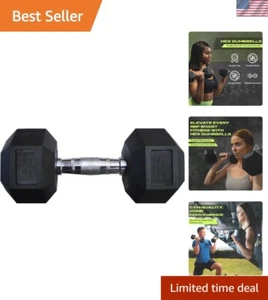 Rubber Coated Dumbbells - No Roll Design Easy-Grip Steel Knurled Handle, Weig... - Picture 1 of 11