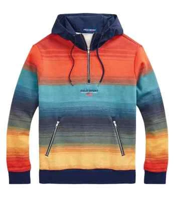 Polo Sport Ralph Lauren Para Hombre Talla S Ombre Rayas Cuarto Cremallera Polar Sudadera con Capucha Foto 1 de 4