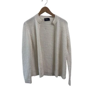 Leroy Knitwear Cardigan Sweater Women's White Open Front Long Sleeves - Picture 1 of 4