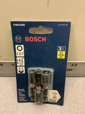 BOSCH ITNS 2490  1/4 Hex Drive 3 PIECE MAGNETIC NUTSETTER SET - 1/4" 5/16" 3/8" - Image 1 of 4