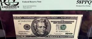 1996 $20 MAJOR MISALIGNED FACE PRINTING ERROR PCGS 58 PPQ! - Picture 1 of 2