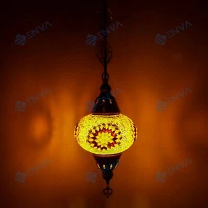 Turkish Moroccan Mosaic Ceiling Hanging Pendant Light Fixture Lamp - Free Bulb - Picture 1 of 7