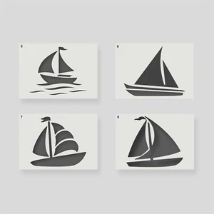 Sail Boat Stencils for  Arts and Crafts, Home Decor, Boat Stencil, GROUP 2 - Picture 1 of 6