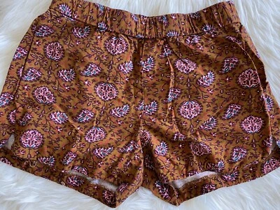 Pantalones Cortos Madewell Pull-On Marrón Naranja Floral Cálidos Cachemira Talla XS Extra Pequeños Foto 1 de 4
