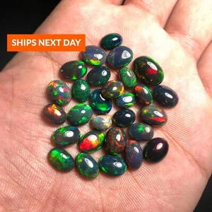 Oval Black Opal Cabochon Lot, AAA Top Quality Natural Ethiopian Opal Cabochon - Bild 1 von 4