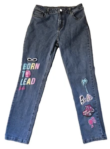 Barbie Born To Lead Blue Jeans Straight Leg Girls Size 18 Embroidered Denim EUC - Picture 1 of 9
