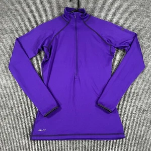 Nike Pro Womens Shirt Small Purple Long Sleeve 1/2 Zip Mock Neck Active - Picture 1 of 16