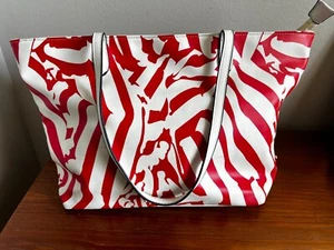 CHRISTIAN LACROIX Red Tote Purse Pink White Zebra Print Bag - Picture 1 of 16